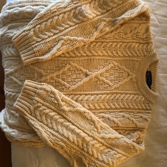 IRISH FISHERMAN KNIT WOOL PULLOVER SWEATER, NEW, S - Picture 13 of 13